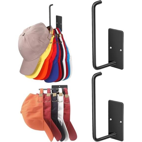 Hat Racks for Baseball Caps 2 Pack, Stainless Steel Adhesive Hat Hanger Hooks - Picture 8 of 8